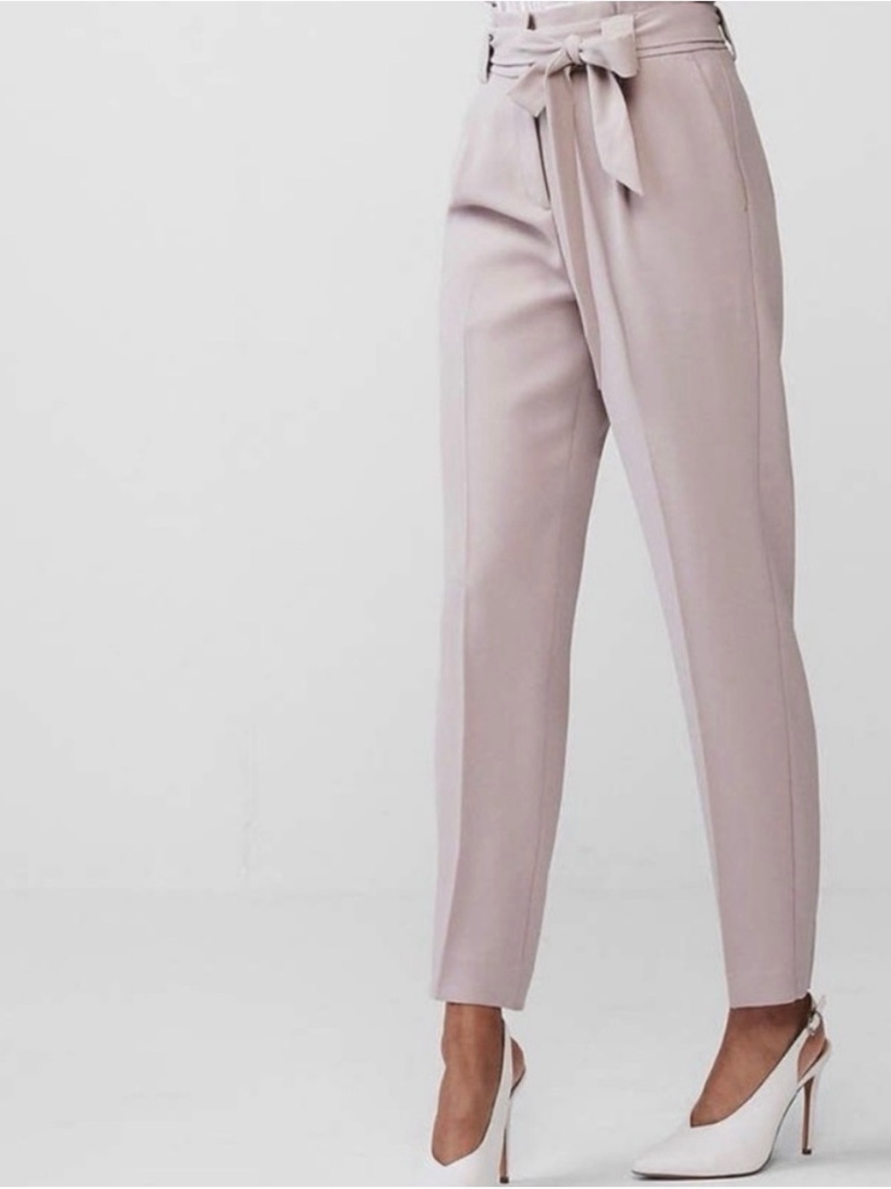 Express NAVY High-Waist Paperbag Ankle Pants - 4S